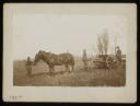 Leopold von Lieben, ‘Mounted photograph of horses and plough in the field with workers’ April 1895