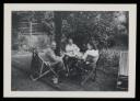 Marie-Louise Von Motesiczky, ‘Photograph of Ernst von Lieben, Henriette von Motesiczky and Elinor Verdemato sitting in the garden’ 1940s