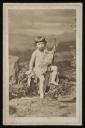 Victor Angerer, ‘Mounted photograph of Edmund von Motesiczky as a young child seated on a boulder dressed in a sheepskin toga, holding a shepherd’s crook’ [c.1870] 