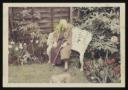 Marie-Louise Von Motesiczky, ‘Photograph of Henriette von Motesiczky sitting on a bench in a garden with a dog at her feet’ [c.1970s]