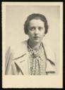 Unknown Photographer, ‘Photograph of Marie-Louise von Motescizky wearing a checked blouse with a tie at the neck and an overcoat’ [c.1930s]