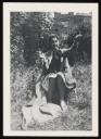 Unknown Photographer, ‘Photograph of Marie-Louise von Motesiczky sitting in a garden, smoking with a dog on her lap’ [c.1930s–1940s]