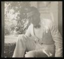 Unknown Photographer, ‘Photograph of Siegfried Sebba seated next to a pillar overlooking a garden’ [c.1920s–1930s]