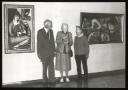 Marie-Louise Von Motesiczky, ‘Photograph of Marie-Louise von Motesiczky talking to an unidentified man and woman, with all three of them standing in front of one of her artworks and an artwork by Max Beckmann, at Städelsches Kunstinstitut ’ September 1990