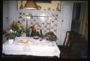 Unknown Photographer, ‘Photograph of Marie-Louise von Motesiczky sitting down at a table on the phone, with a birthday cake in front of her’ October 1995