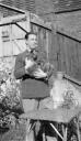 Anonymous, ‘Black and white negative, Paul Nash holding Pooh, in the backgarden of New House, Rye’ [c.1931–3]