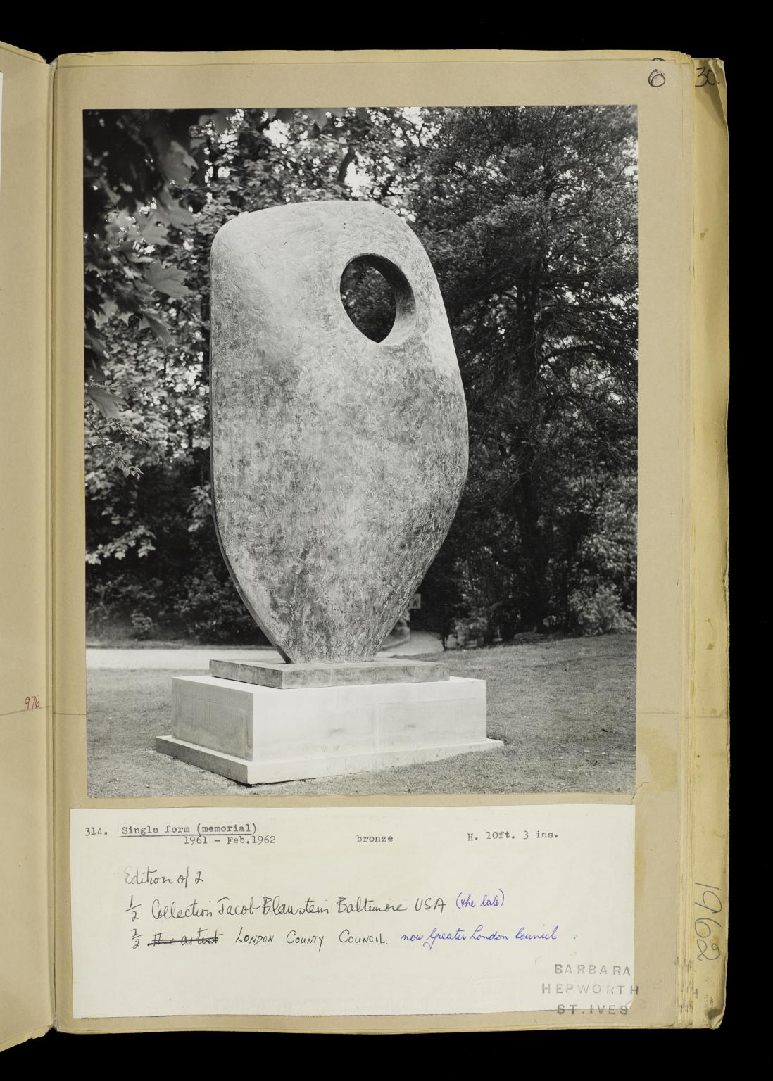 Volume Of Sculpture Records Dame Barbara Hepworth 1962 Tate Archive Tate