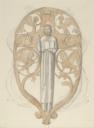 Alan L. Durst, ‘Design for wooden figure ‘Majestas Christi’, Great St Mary’s University Church, Cambridge’ [1958]
