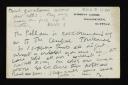 Duncan Grant, recipient: Vanessa Bell, ‘Postcard from B. [Duncan Grant] to Vanessa Bell’ [27 September 1916]