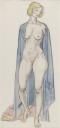 David Jones, ‘Sketch of a standing female nude with sheet draped around her shoulders’ 1921