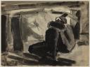Josef Herman, ‘Sketch of a miner squatting underground’ 1944
