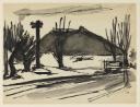 Josef Herman, ‘Sketch of the tip and landscape with trees by road’ [c.1949–50]