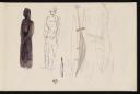 Robert Adams, ‘Four studies of abstract, standing figures in a row with two smaller studies below’ [c.1949–51]
