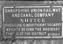 John Piper, ‘Photograph of Shropshire Union Railway and Canal Company sign on Tavern Bridge, Wheaton Aston, Salop, Shropshire’ [c.1930s–1980s]