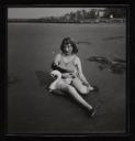 Joseph Bard, ‘Photograph of Eileen Agar sitting on a beach with a plastic swan’ September 1938