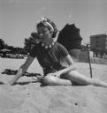 Joseph Bard, ‘Photograph of Eileen Agar sitting on the beach in Perros-Guirec, France’ 1939