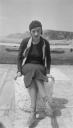Joseph Bard, ‘Photograph of Eileen Agar sitting on a concrete post in Bridport’ 1934