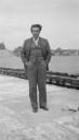 Eileen Agar, ‘Photograph of Joseph Bard in a suit by the beach in Bridport, Dorset’ 1934