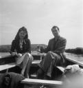 Eileen Agar, ‘Photograph of Simone and David Dear sitting on a boat’ [1939]