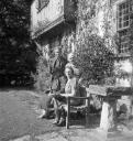 Eileen Agar, ‘Photograph of Joseph Bard, Ethel Le Rossignol and others outside Miss Le Rossignol’s house’ [1930s]