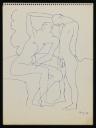 Keith Vaughan, ‘Drawing of two male nudes, one standing, one sitting, with a tree’ August 1958