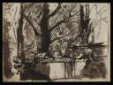 Keith Vaughan, ‘Drawing of a wall in front of a large tree’ [1942]