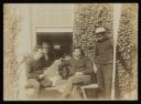 Anonymous, ‘Photograph of (left to right) Lindsay Dening Symington, Everard Meynell, Henry Scott Tuke and Johnny Jackett outside Tuke’s cottage at Swanpool’ [c.1896]