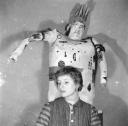 Nigel Henderson, ‘Photograph of Freda Paolozzi with a paper man’ [c.1950s]