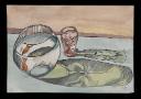 Ithell Colquhoun, ‘Watercolour showing a goldfish in a bowl and seaweed in a glass’ [c.1927–30]