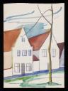 Ithell Colquhoun, ‘Watercolour showing two houses and a tree’ [c.1927–30]