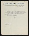 Hanover Gallery (London, UK), recipient: Edith “Wanty” Thomas, ‘Letter from the director of The Hanover Gallery to Edith Thomas (‘Wanty’) regarding a lunch meeting’ 14 October 1957