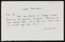 Kenneth Armitage, recipient: Joan Augusta Monro Moore, ‘Note from Kenneth Armitage to Joan Moore, addressed Leeds’ 29 April 1954