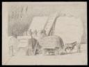 Sir William Rothenstein, ‘Group of people loading hay from a hayrick to a baling machine’ [c.1917]
