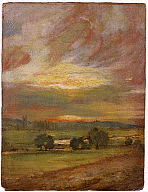 John Constable, The River Stour at Sunset, Looking Towards Dedham; (verso, not exhibited) Golding Constable's House, East Bergholt, 1809-10