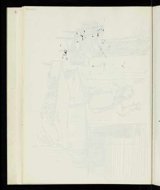 Sketchbook containing post-war studies. Sketch of a seated man