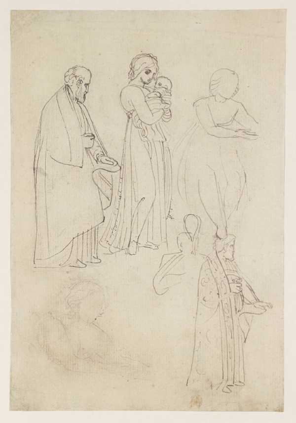 Woman and Baby, Figures of a Prelate, Etc.