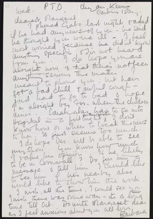 Letter Sent By Barbara Hepworth To Margaret Gardiner‘, Dame Barbara 