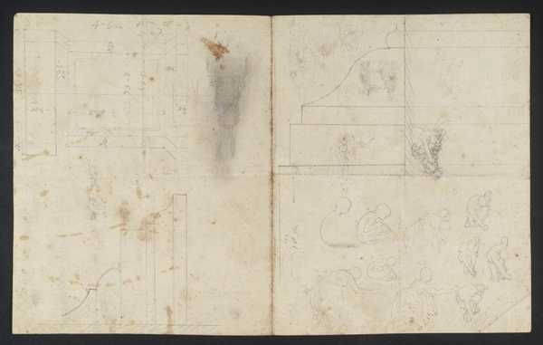[title not known] Verso: Compositional Figure Sketches, and Architectural and Monument Sketches