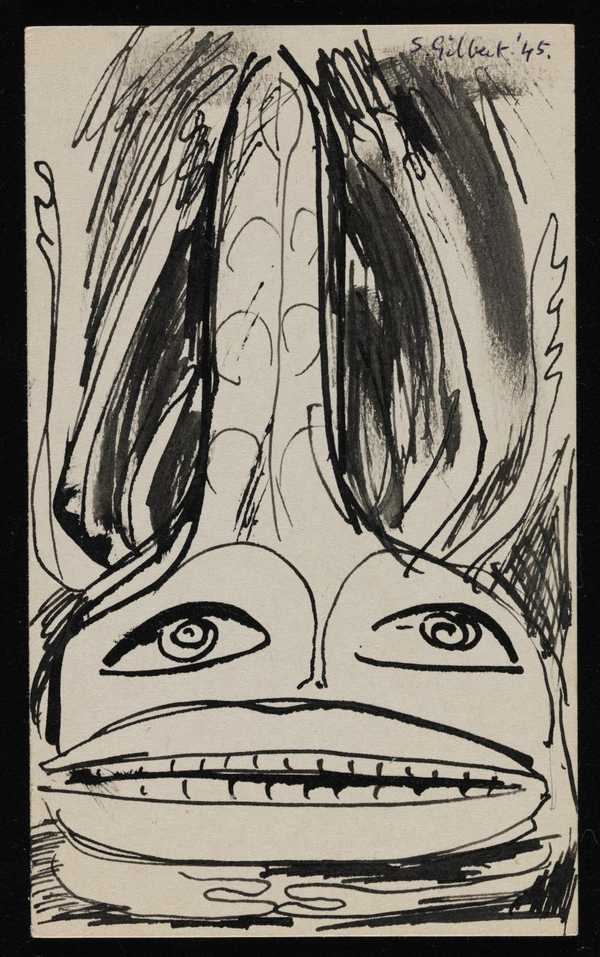 Drawing of an abstract face‘, Stephen Gilbert, 1945‘, Stephen Gilbert ...