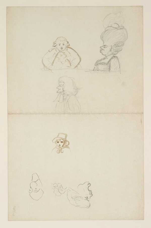 Six Heads, One that of a Woman in a High Headdress