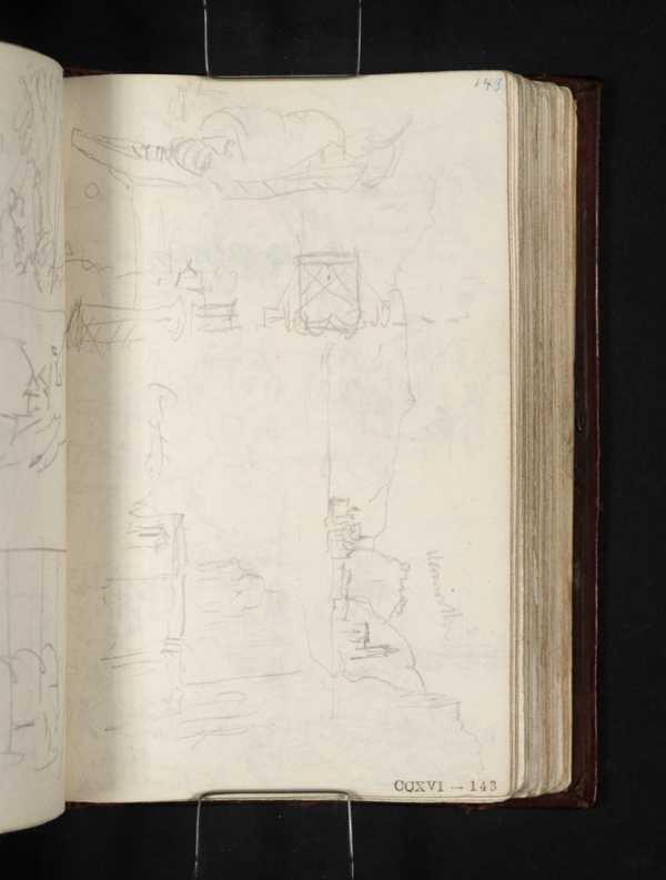 ‘A Covered Boat; A Flying Bridge at Leutesdorf; Leutesdorf, Looking