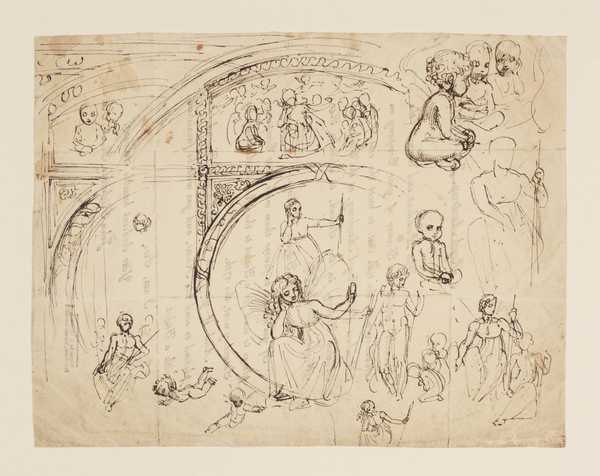 Designs for ?a Ceiling with Circular Central Panel, Fairies, Putti, &c.