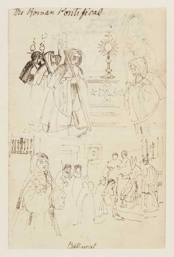 Nuns before an Altar. Verso: Two Nuns