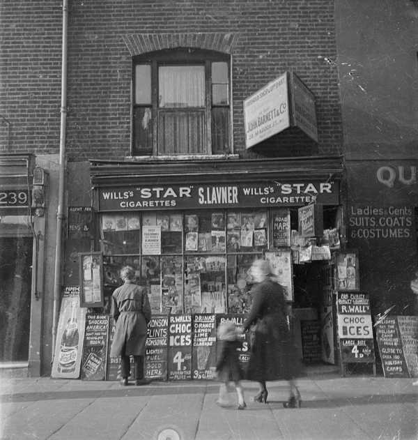 Photograph showing shop front of S. Lavner, newsagents and tobacconist ...