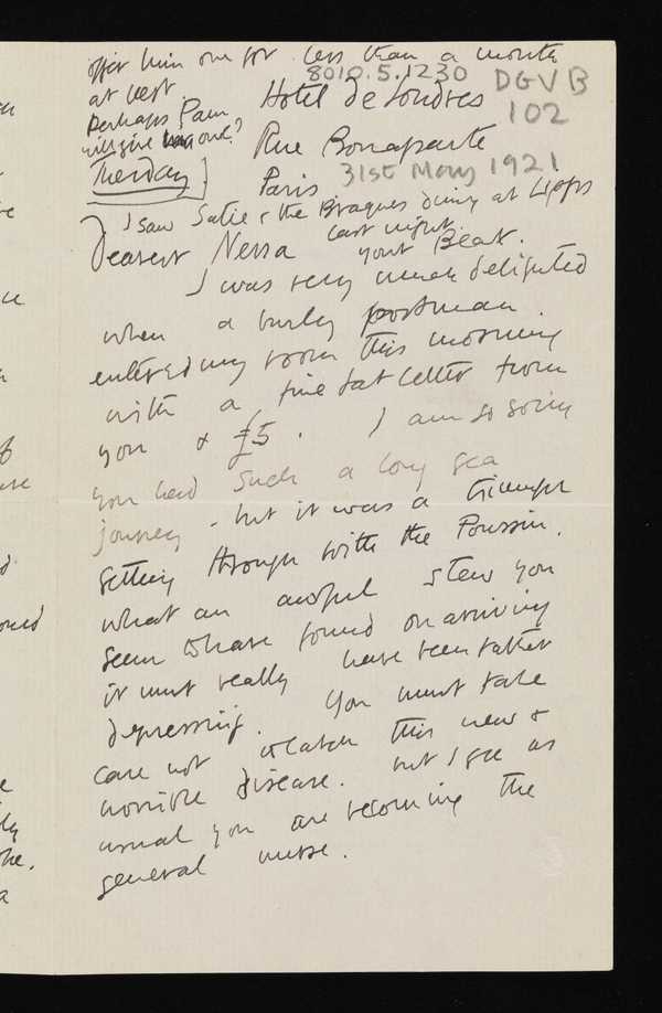 Letter from Bear [Duncan Grant] to Vanessa Bell‘, Duncan Grant ...