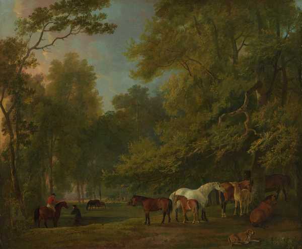 Broodmares and Colts in a Landscape