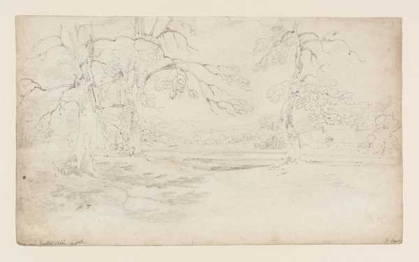 View near Bolton Abbey, Yorks. Verso: Sketch