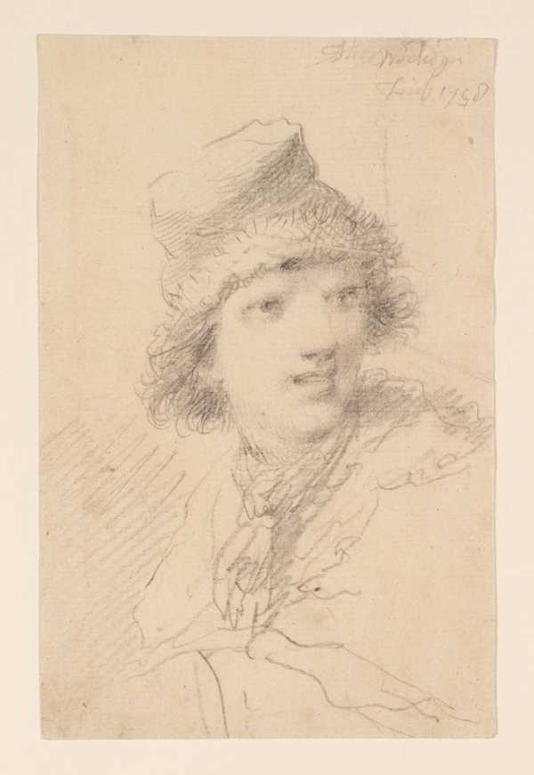 Head of a Young Man in a Fur Cap, Nearly Full Face