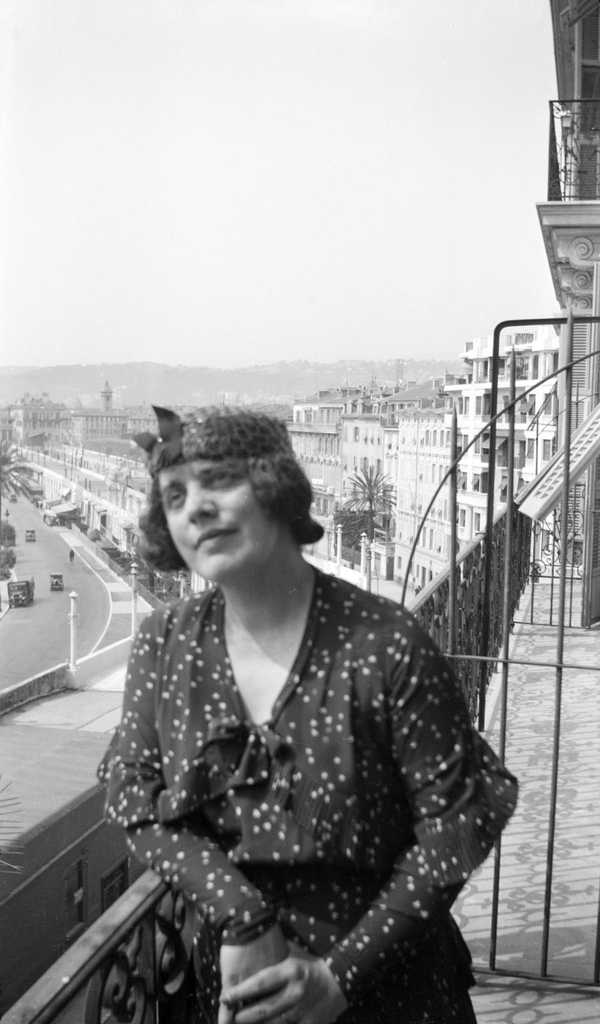 Black and white negative, Margaret on the balcony, the Hôtel des ...