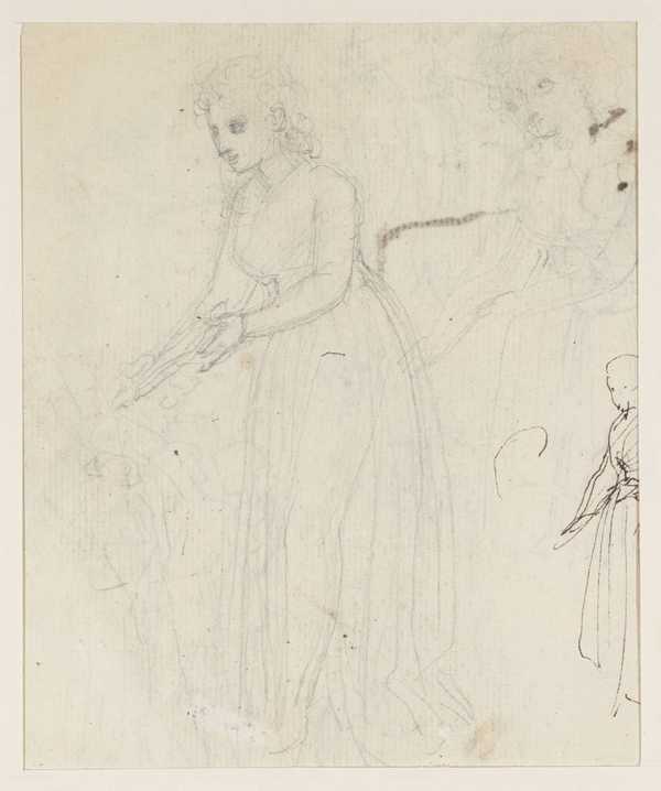 Study for the Figure of Nina in Voltaire’s Opera. Verso: A Group Supporting a Woman, and Other Figures, Connected with ‘Amintor and Theodora’